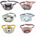 MINISO Hello Kitty Kuromi Cartoons Anime Cute Nylon Girls Fanny Pack Shoulder Messenger Fanny Bag Travel Kids Storage Bag Gifts. 