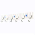 Self Adhesive 6 Hook Wall Hanger | Multipurpose Wall Mounted Self Adhesive Plastic Wall Hanger With Metal Hooks. 
