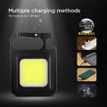 USB Rechargeable LED Mini Cob Keychain Flashlight High Bright 3 Light Modes with Folding Bracket. 