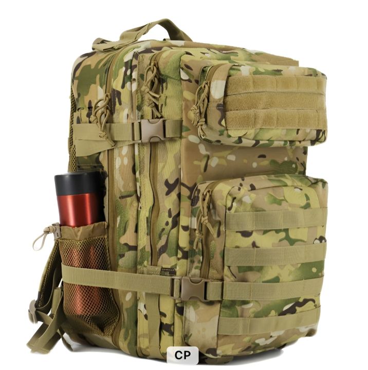 Military Bag Tactical Backpack, 3 Day Army Assault Pack with Comfortable Air Cushion Shoulder Straps, Molle Bag Heavy Duty Waterproof Backpack for Trekking, Camping