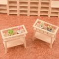 1:12 Wood Shelf Flower Stand Mini Doll House Furniture Model Simulation Furniture Accessories,No.1. 
