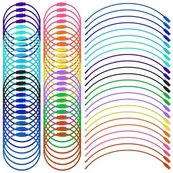 120Pcs Wire Key Rings Cable Wire Key Chain with Screw Lock, 6 Inch for Outdoor Hiking (12 Colors)