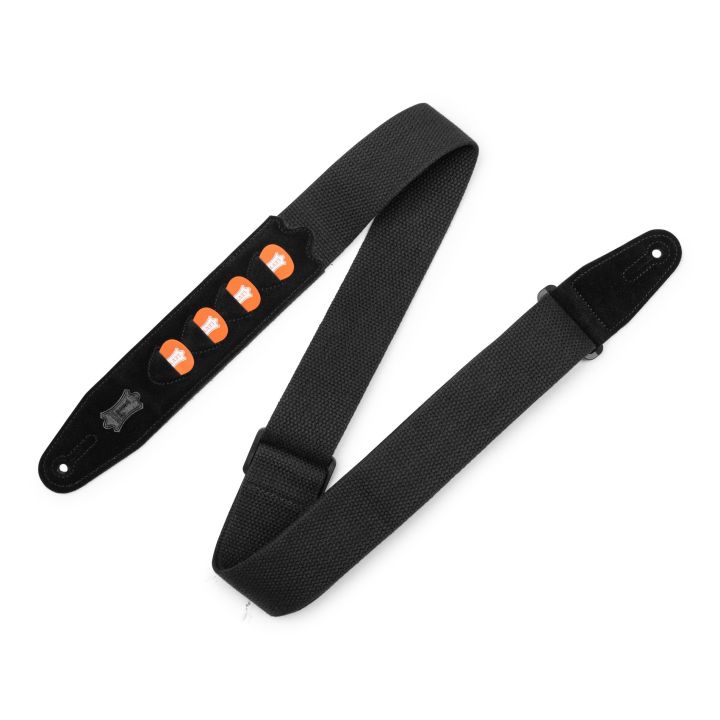 Levy's Leathers MC2PH-BLK 2-inch Cotton Pickholder Guitar Strap - Black