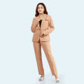 Boss Lady Single Button Classic Light Brown  Formal Coat and Pant Set For Women. 