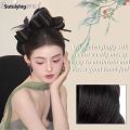Sutuiying Synthetic Wig Hair Bag Fluffy Cute Coil Hair Artifact Double layered Profesional bow hair bun Ancient Style High Temperature Silk Accessorie. 