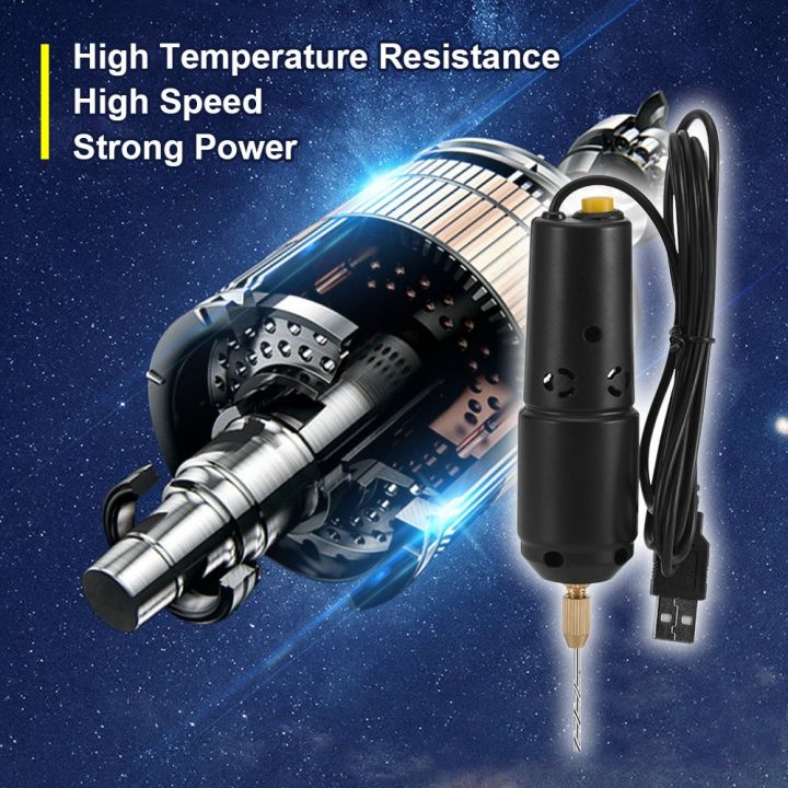 Drill Set Resin Electric Mini Drill with 10pcs Drills Bits for Jewelry DIY Aluminum Products Wood Key Chain Making Resin Casting Molds Black