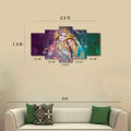 5 Panel Radha Krishna playing flute artwork matte canvas cotton print tightly wrapped in wooden frame | HQ | Great significance in vastu | XS | Not stickers nor forex board. 