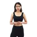 Black   Elastic fabric  Stretchable Yoga Wear,Gym Dress Set For Women. 