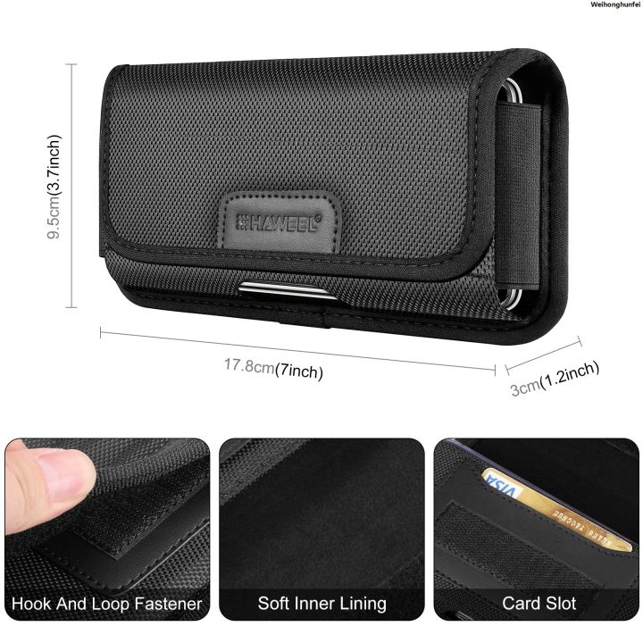 WeihonghunfeiFashion HAWEEL 6.1-6.8 inch Nylon Cloth Phone Belt Clip Horizontal Carrying Pouch with Card Slot HAWEEL Phone Belt Bag