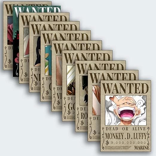 One Piece (straw hat pirate ) Wanted posters Set of 10 one piece Bounty ...