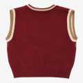 Dark Maroon Sleeveless Woolen Cardigan Sweater For Women. 