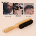 Sutuiying Styling hair brush, bristle brush, bamboo and wood handle, Portable suitable for both men and women, hair and beard styling. 