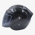 Shell Black Glossy Finish Single Visor Half Helmet. 