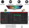 Anti-Slip Keyboard Mouse Pad With Office Excel Microsoft Software Shortcuts Key Patterns, Clear Extended Large Cheat Sheet. 