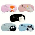 HOT 1pc Cute Cartoon Animal Blackout Eye Mask, Universal Size Polyester Blindfold for Sleeping, Gaming, Training - Pull-On Closure, Travel Size, No Electricity or Battery Needed. 