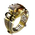 Mens Ring Vintage Jewelry Gift Copper Rhinestone Inlaid Carved Finger Ring for Daily Life. 