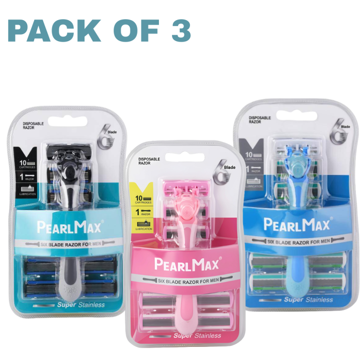 Pearl Max Six Blade Razor Pack of 3 | Daraz.com.np