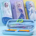 Cartoon Frozen Anna Elsa Pen Bag Snowflake Zipper Exquisite Stationery Organizer Dirt-proof EVA Pen Storage Bag Students. 