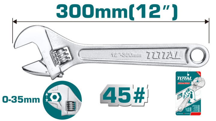 TOTAL – Adjustable Wrench 300mm (12″)  THT1010123