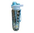 1000ml Large Capacity BPA Free Motivational Water Bottle With Time Scale With Straw- Free Stickers Inside. 