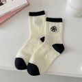 HOT Sweet Lolita Flower Cotton Socks Japanese Camellia Rose Socks Women Girls Students Ins Skirt Matching Black White Mid-tube Sock. 