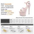 20CM 17 15cm Super High Heeled Nightclub Thin Heels Womens Platform Sandals Ankle Buckle Pole Dancing Shoes Plus Size. 