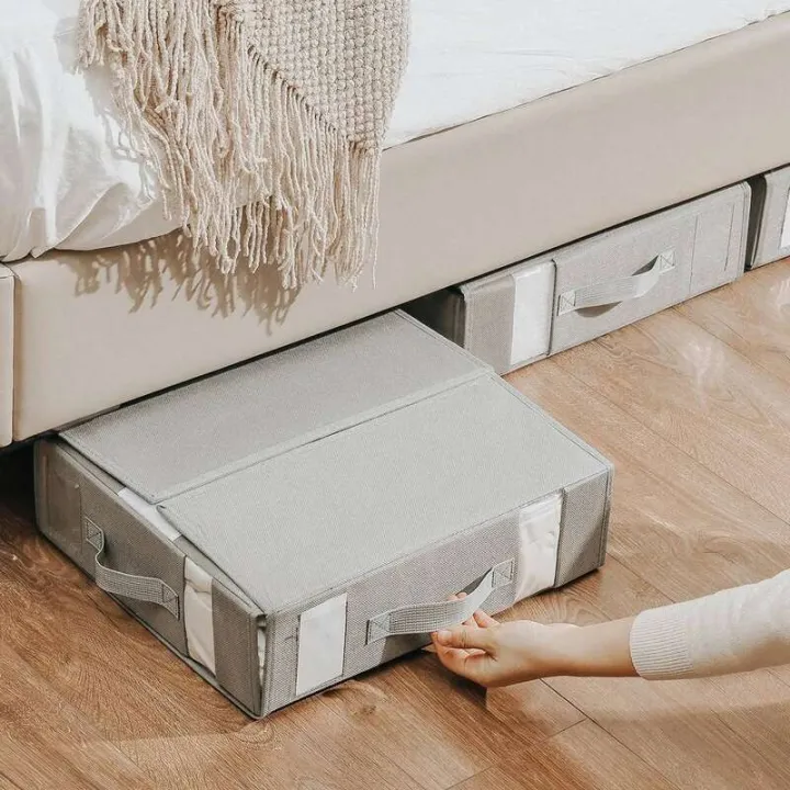 Bed%20Sheet%20Organizers%20Storage%20Foldable%20Box%20Linen%20Closet%20Bedding%20Set%20Containers%20for%20Blanket%20Comforter%20Pillow%20Cube%20with%20Window%20-%20Image%203