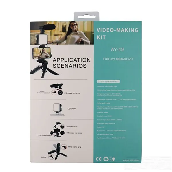 Video%20Vlogger%20Kits%20Microphone%20LED%20Fill%20Light%20Mini%20Tripod%20For%20Phone%20Vlog%20Video%20Recording%20Condenser%20AY-49%20with%20remote%20-%20Image%205