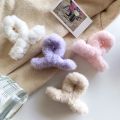 Enacolor Autumn Winter Candy Color Fluffy Plush Hair Claw Clip for Girl Accessories 9.5*6.5CM. 