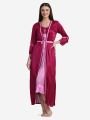 Fancyra Set Of Two Piece Satin Silk Women Nighty Nightwear With Outer Robe. 