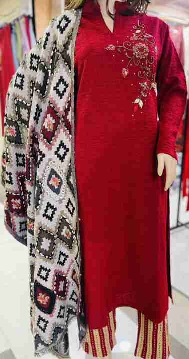 NS%20Fashion%20Woolen%20Partywear%20Kurta%20Set%20Women's%20Long%20Shirt%20Style%20Top%20with%20Straight%20Fit%20Pants%20-%20Image%202