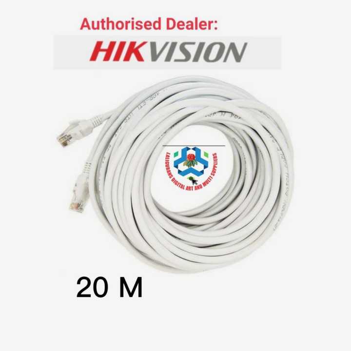 Hikvision CAT6 CCA UTP Network 0.565mm Cable 20M With RJ45 Fitted