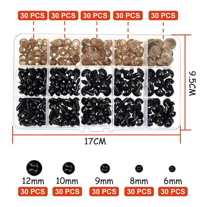 Safety%20Eyes%20with%20Washers,%20300Pcs%20Small%20Doll%20Eyes%20Craft%20Toy%20Eyes%20Teddy%20Bear%20Eyes%206mm/8mm/9mm/10mm/12mm,%20Black%20Plastic%20Eye%20-%20Image%208