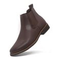 Coffee Color Slip On Chelsea Boots Men Fashion Flat Ankle Boots Casual Low Heel Officer Boot. 