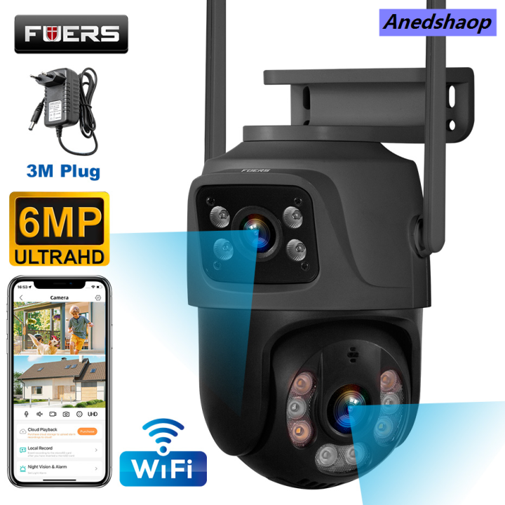 Anedshaop FUERS 6MP Wireless Outdoor WiFi Dual Lens IP Camera Home ...