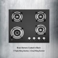 KAFF 4 Burner Built-In-Hobs | HBR Series 604A   | 60cm | Auto Electric Ignition | Black Tempered Glass (8 mm Thick). 