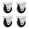 4Pcs Low Profile Black Rubber Caster Wheels Small Trolley Wheels 1'' Fixed Castors Workbench. 