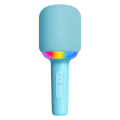 Speaker Portable Handheld Noise Reduction LED Lights Wireless BT Microphone for Home Blue. 