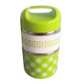 Checkered Two Layered Lunch Box, 2 Layers Stainless Steel Lunch Box/ Tiffin Set - 930 ml (Blue, Pink, Green). 
