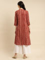 Kiva Rayon Tonal Striped Calf Length Kurtha for Women With Front Button Placket. 
