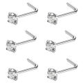 6 stylish stainless steel zircon nasal septum pierced studs 20G mini nose ring earring pierced studs lady body pierced accessori. 