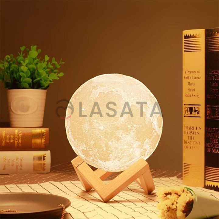 3D Moon Lamp with Stand & USB | 7 Color options | Touch Lamp | Best for gifts | 15 cm Size Moonlight | Rechargeable cordless lamp