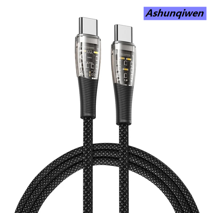 Ashunqiwen%20PD65W%20Fast%20Charge%20Cable,%20Type-C%20to%20Type-C,%201m,%20Transparent%20and%20Black%20Braided%20Data%20Cable%20for%20mobile%20phone%20tablet%20Android%20charger%20-%20Image%207