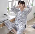 Full Sleeves Cotton Printed Pajama Set for Men. 