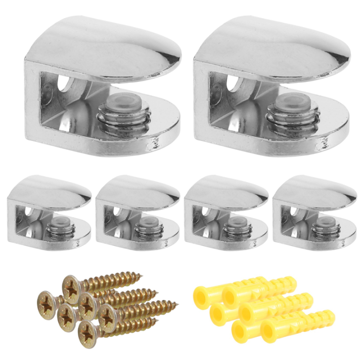 6 PCS Adjustable Glass Clamps 6 mm Glass Bracket Zinc Alloy Glass Shelves Holder Glass Clip for Bathroom Kitchen