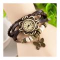 CARAT Watch Bracelet Bohemian Style Multi-layer Beaded Bracelet with Butterfly Pendant Retro Faux Leather Wristband for Women Butterfly. 