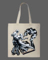 Heart Smoke Dancing Couple Printed Tote Bag– Black & White. 
