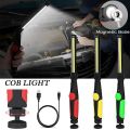 OYPFXMI Magnetic Usb Rechargeable Portable Inspection Work Light Cob Flashlight Hook Hanging Lamp Rechargeable Cob Led Slim Worklight For Home Garage Car Emergency（Yellow). 