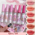6pcs Cute Mirror Glass Lip Glaze Set Water Light Cat Lipstick Jelly Oil Lip Gloss Korean Lip Tint Watery Makeup Girl Cosmetic. 