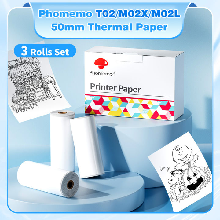 Phomemo White Sticker Paper – 3 Rolls, 50mm X 3.5m, Black On White, 10-Year Fade Resistance